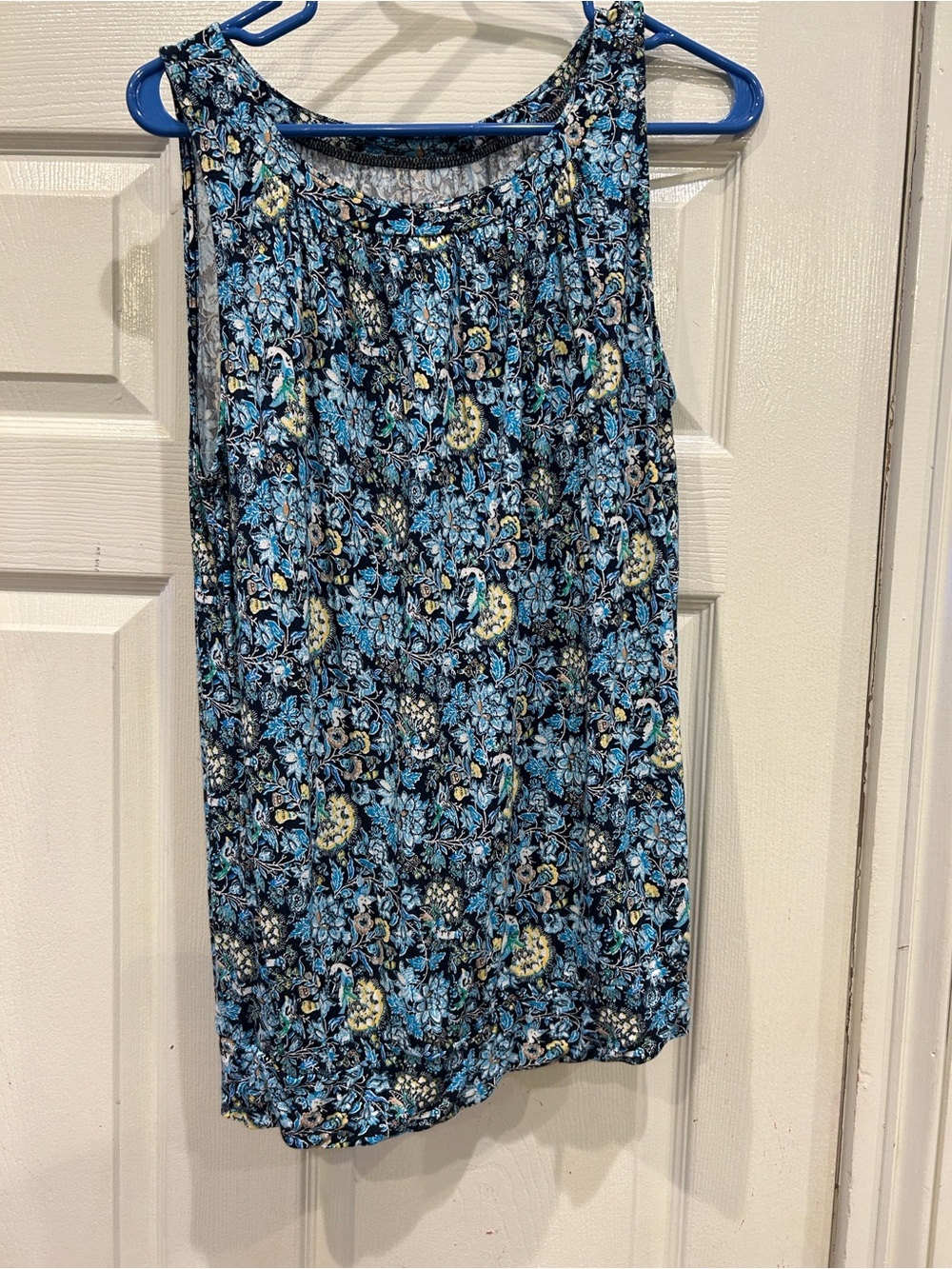 LOFT Outlet Blue, Black & Yellow Floral sleeveless blouse/shell